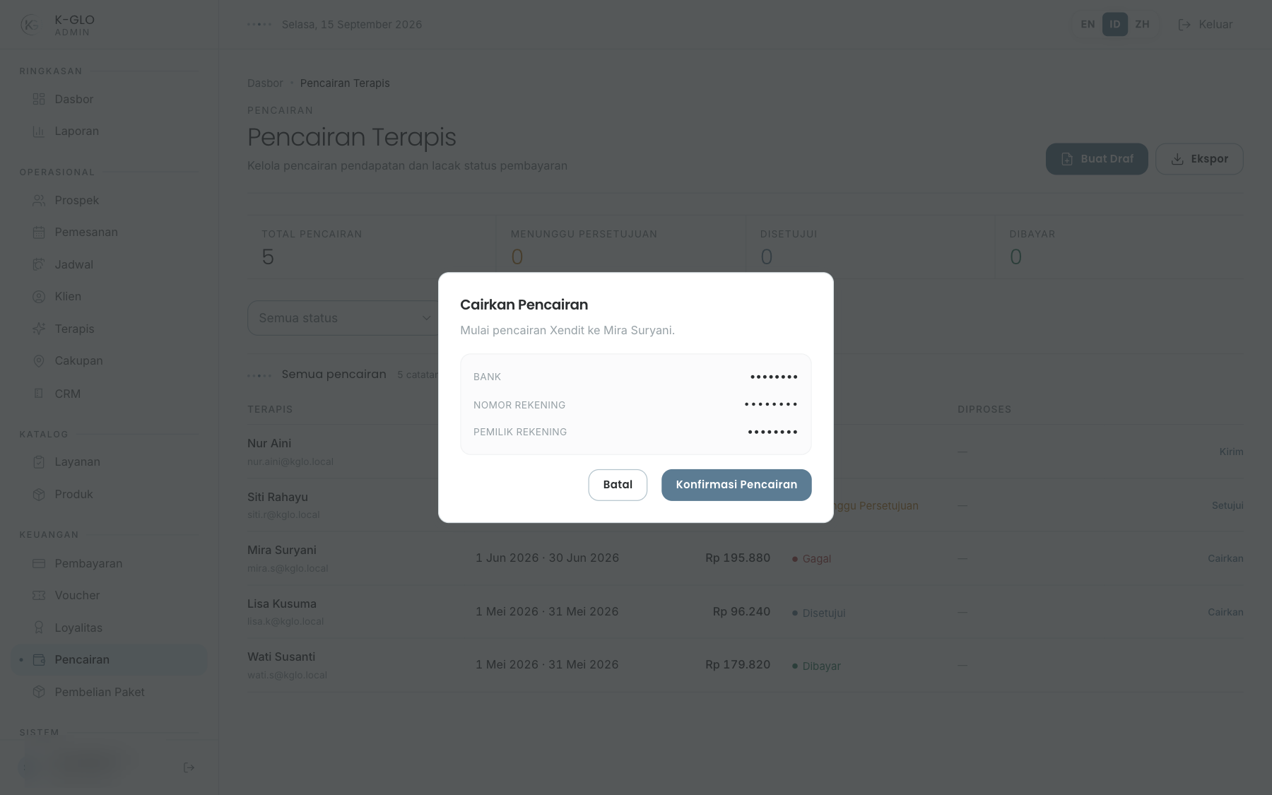 Dialog disbursement