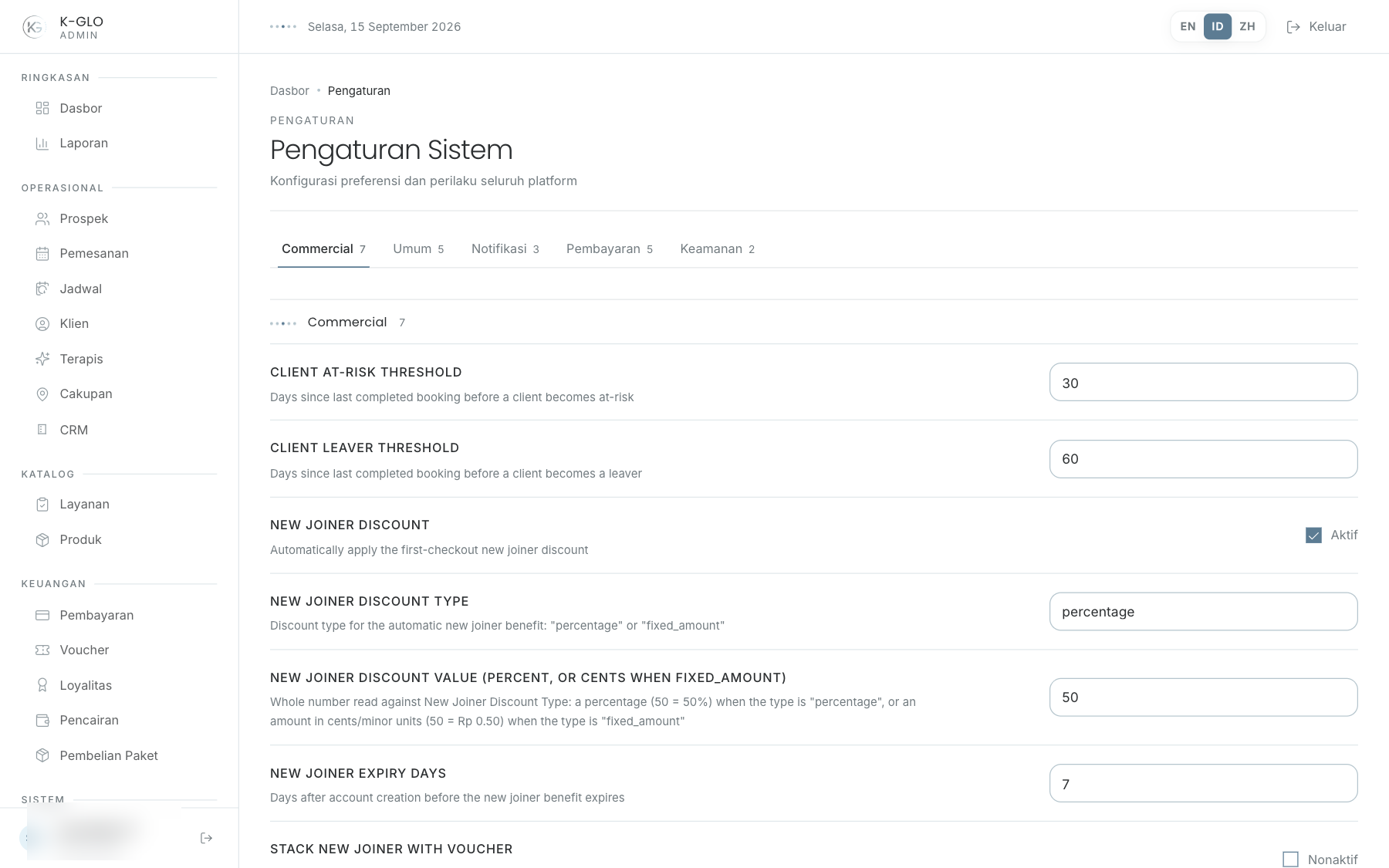 Settings per group