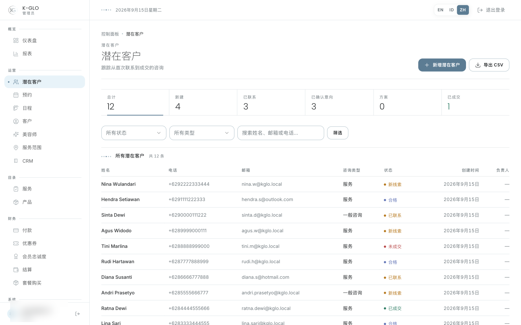 潜在客户台账